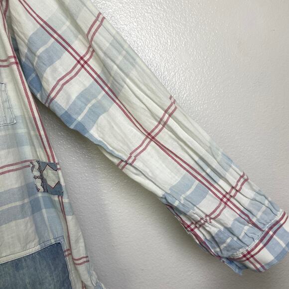 DR Collectors Teddy Forever Picasso Repair Shirt XL Red Indigo Button Oversized - Picture 7 of 12